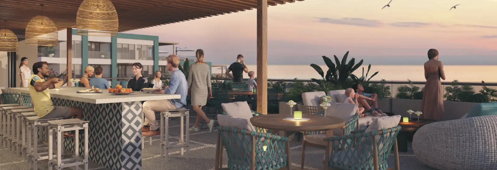 Margaritaville - Embrace the MV Lifestyle - People gathered on the balcony sharing the sunset Margaritaville - Embrace the MV Lifestyle - People gathered on the balcony sharing the sunset