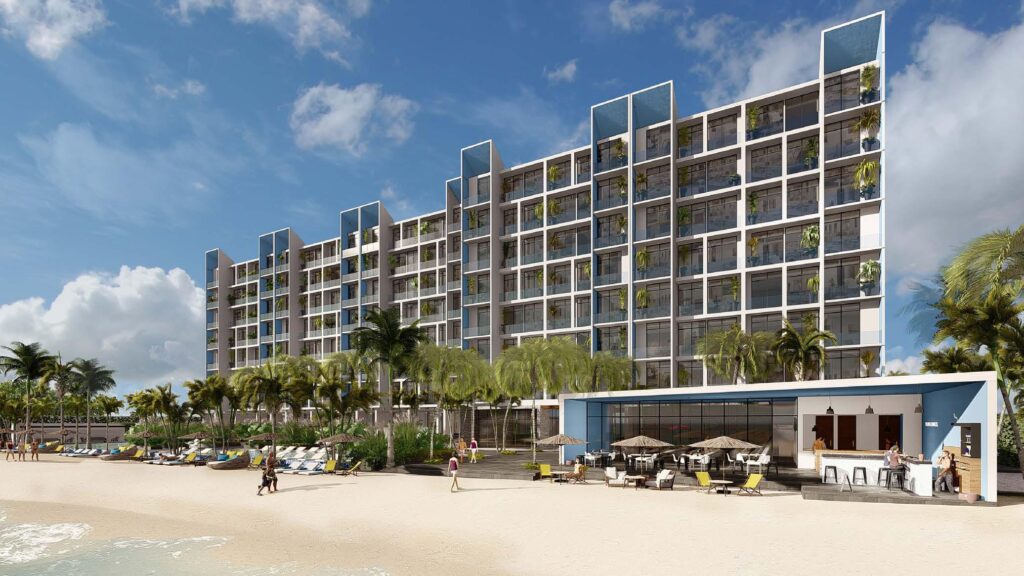 Vista frontal de las residencias de Surfside Hotel & Club